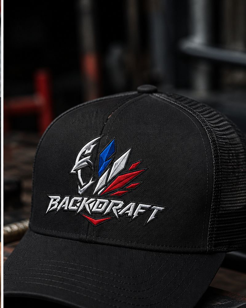 Casquette trucker noire avec logo Backdraft brodé